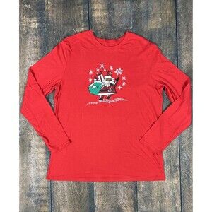 Jammies For Your Families Men’s Size Medium Long Sleeve Red Santa Pajama Tee!
